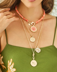 JANE WIN Gumdrop Beaded Necklace in Coral