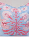 Poppy Love Pink/Blue Pillow Cover With Welt