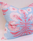 Poppy Love Pink/Blue Pillow Cover With Welt