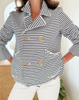 FRANK & EILEEN Mini Belfast Crop Peacoat Navy French Stripe