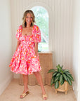 FINAL SALE PALM NOOSA Flora Dress Pink Lobster