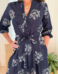 LOLA AUSTRALIA Daisy Boo Midi Dress Wreath Navy