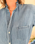 FRANK & EILEEN Mary Shirtdress Ruffle Vintage Stonewashed Indigo