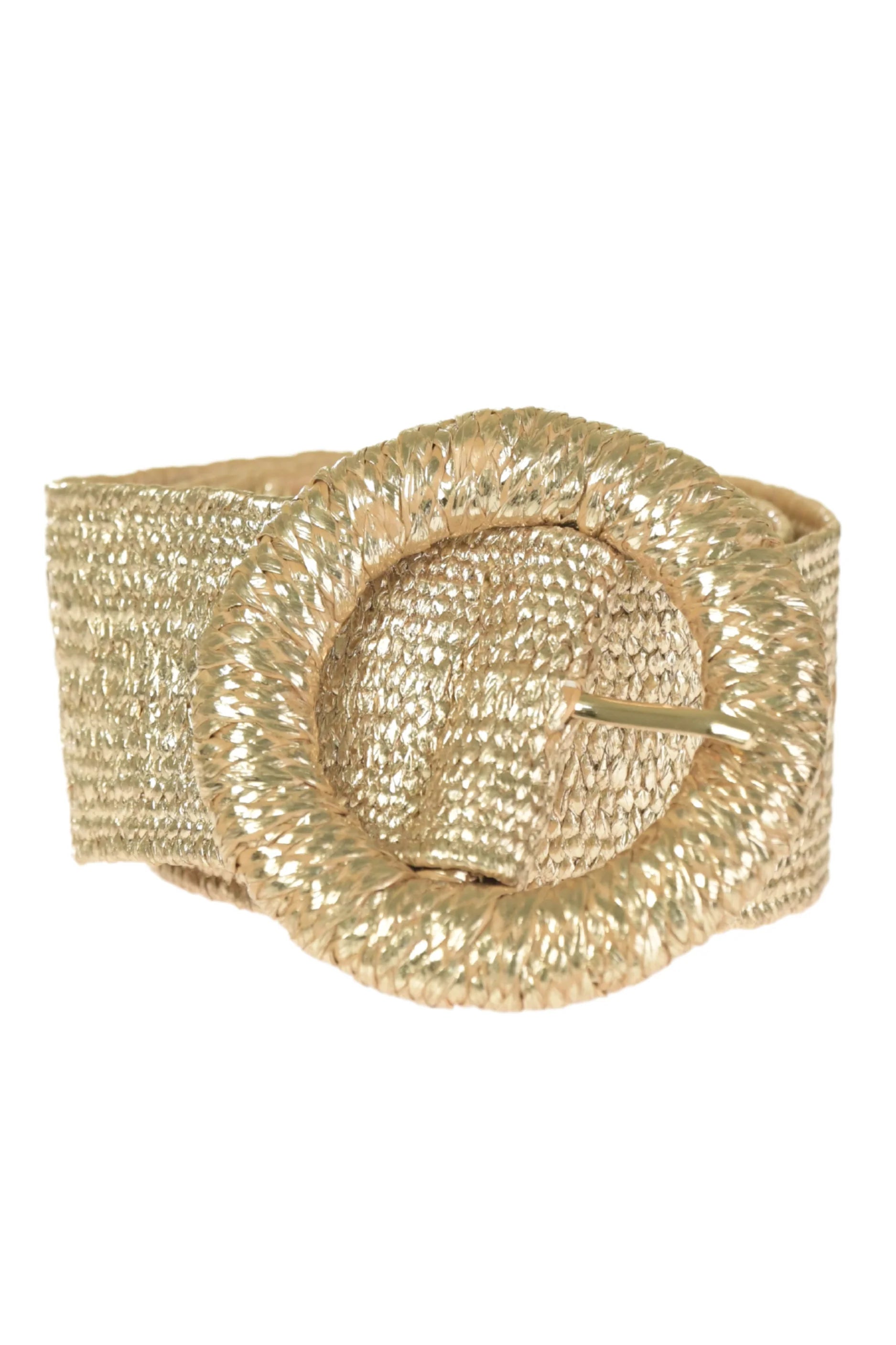 WALKER & WADE Metallic Straw Belt Gold