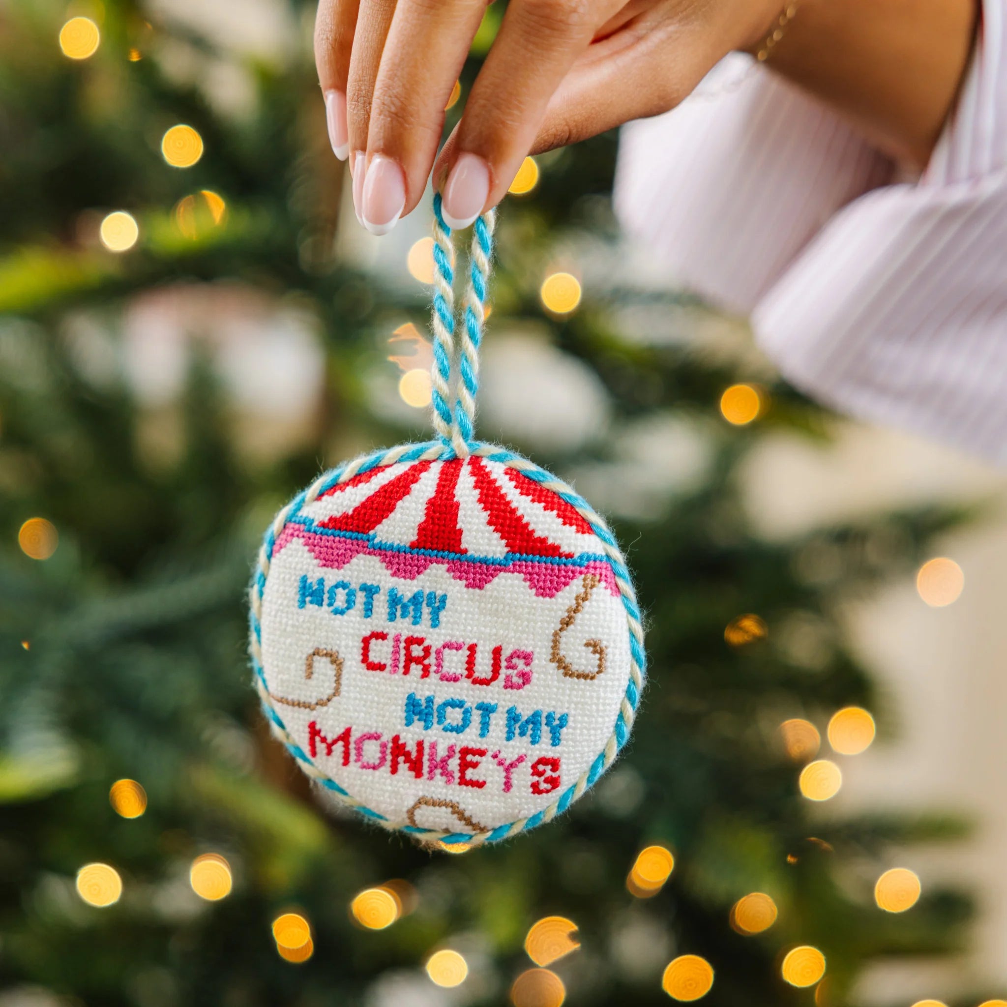 FURBISH STUDIO Needlepoint Ornament Not My Circus