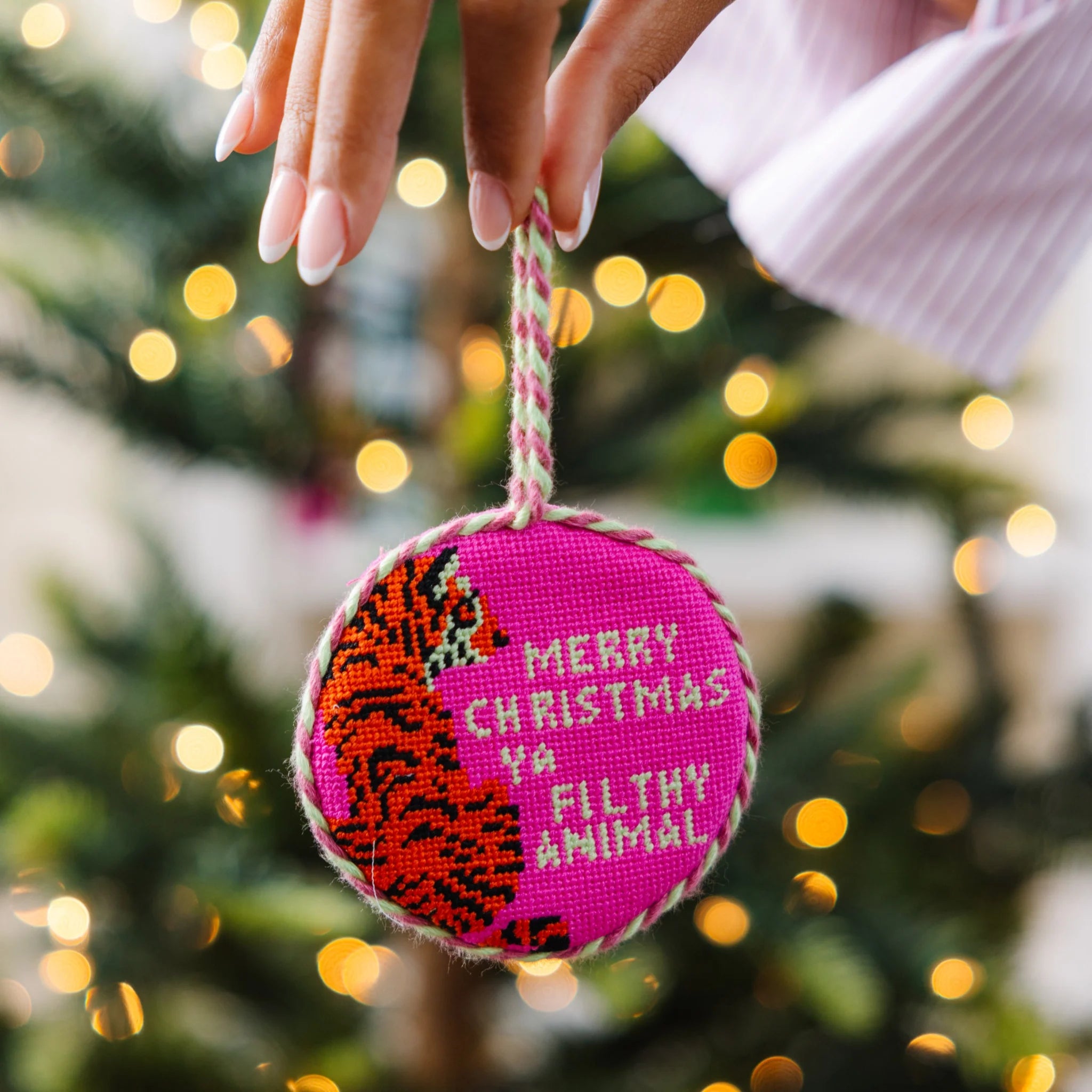 FURBISH STUDIO Needlepoint Ornament Filthy Animal