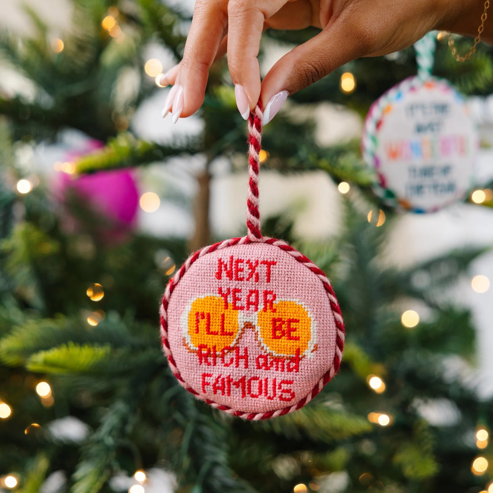 FURBISH STUDIO Needlepoint Ornament Rich And Famous