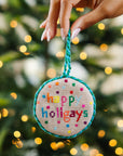 FURBISH STUDIO Needlepoint Ornament Happy Holigays