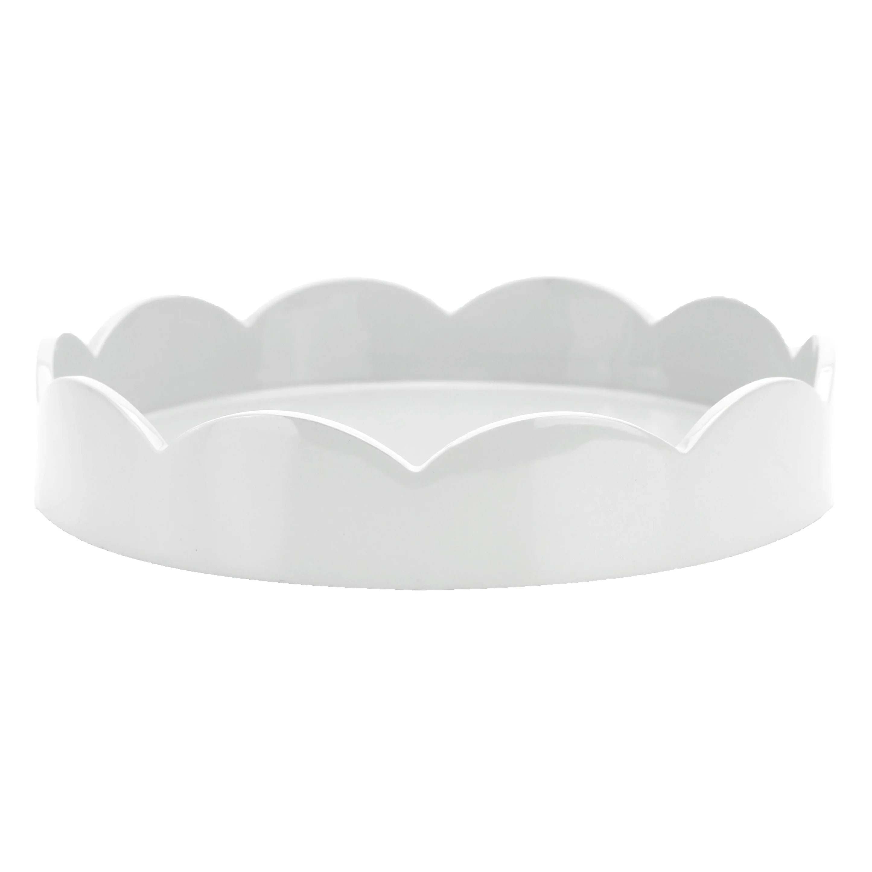 ADDISON ROSS Small Round Scallop Tray White