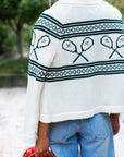 MAREA Tennis Intarsia Shawl Cardigan Ivory