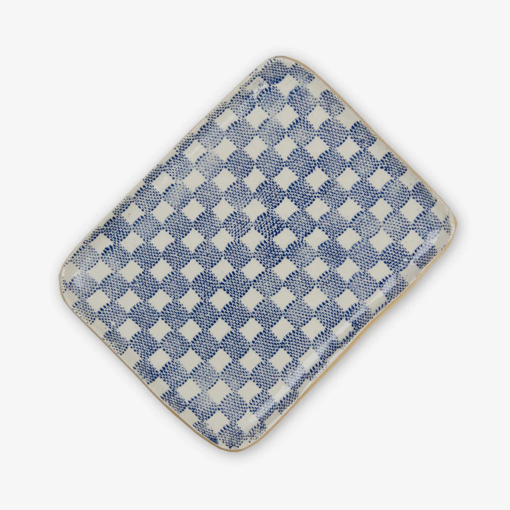 Tidbit Tray Checker Cobalt