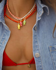 LOGAN TAY White Beaded Fish Necklace