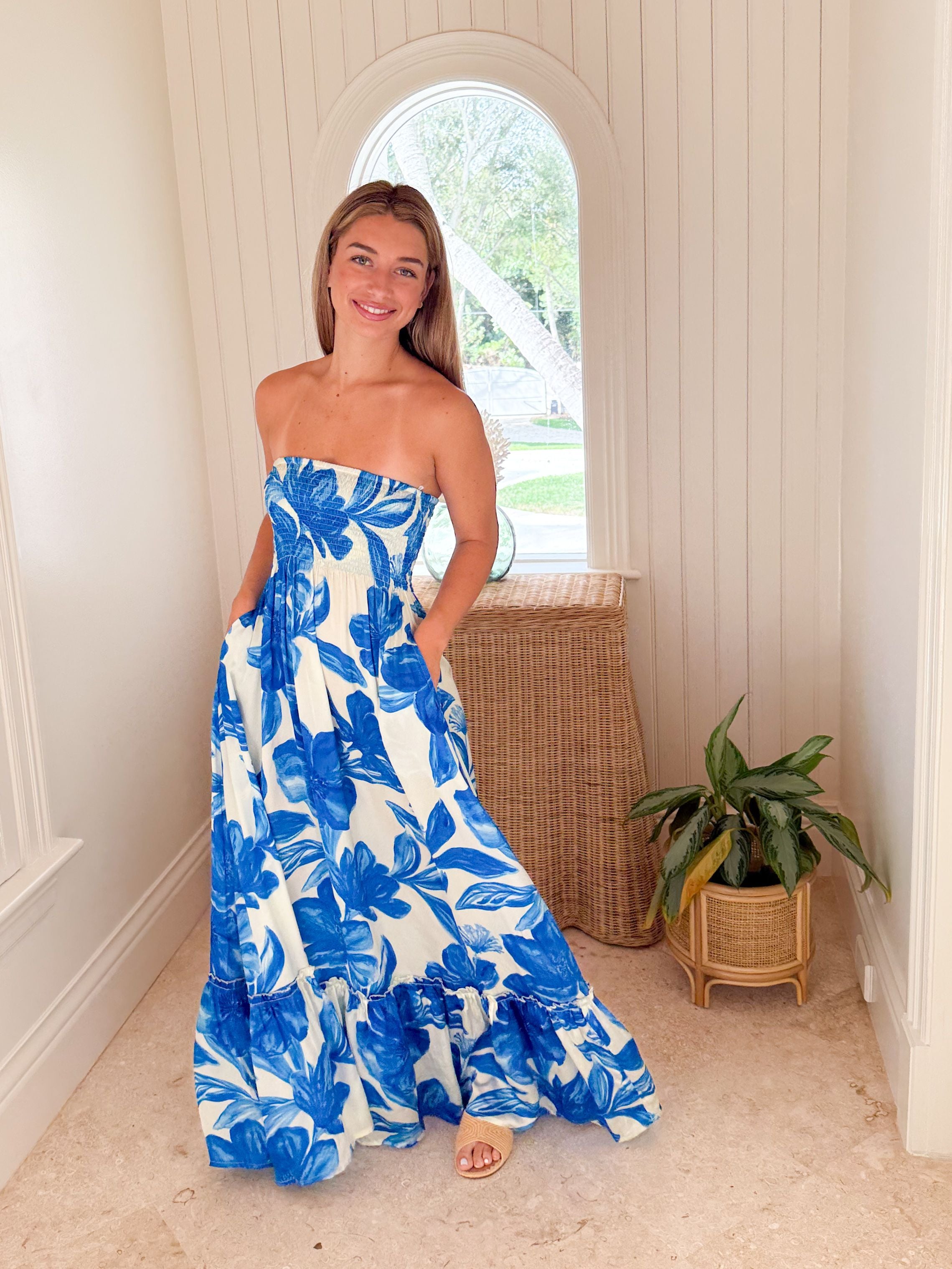 WALKER & WADE Lissy Dress Cobalt Watercolor