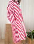 CARYN LAWN Preppy Dress Stripe & Gingham Red