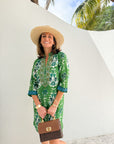 BELLA TU Bennett Tunic Dress Ikat Green