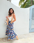 OLIPHANT Button Front Skirt Raj Navy