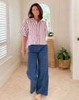 FRANK & EILEEN West Village Wide Leg Trouser Summer Navy