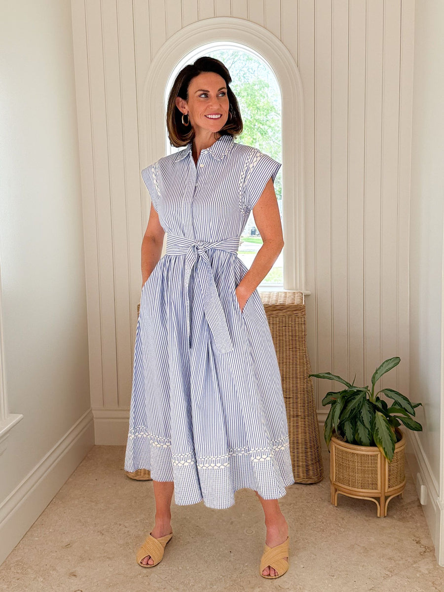 OLIPHANT Belted Shirt Dress Sconset Blue – Matilda's Life Style