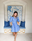 OLIPHANT V-Neck Puff Mini Ditsy Blue
