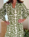 FITZROY & WILLA Soleil Mini Dress Grass Ikat Block
