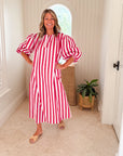 CARYN LAWN Cabana Dress Red Stripe