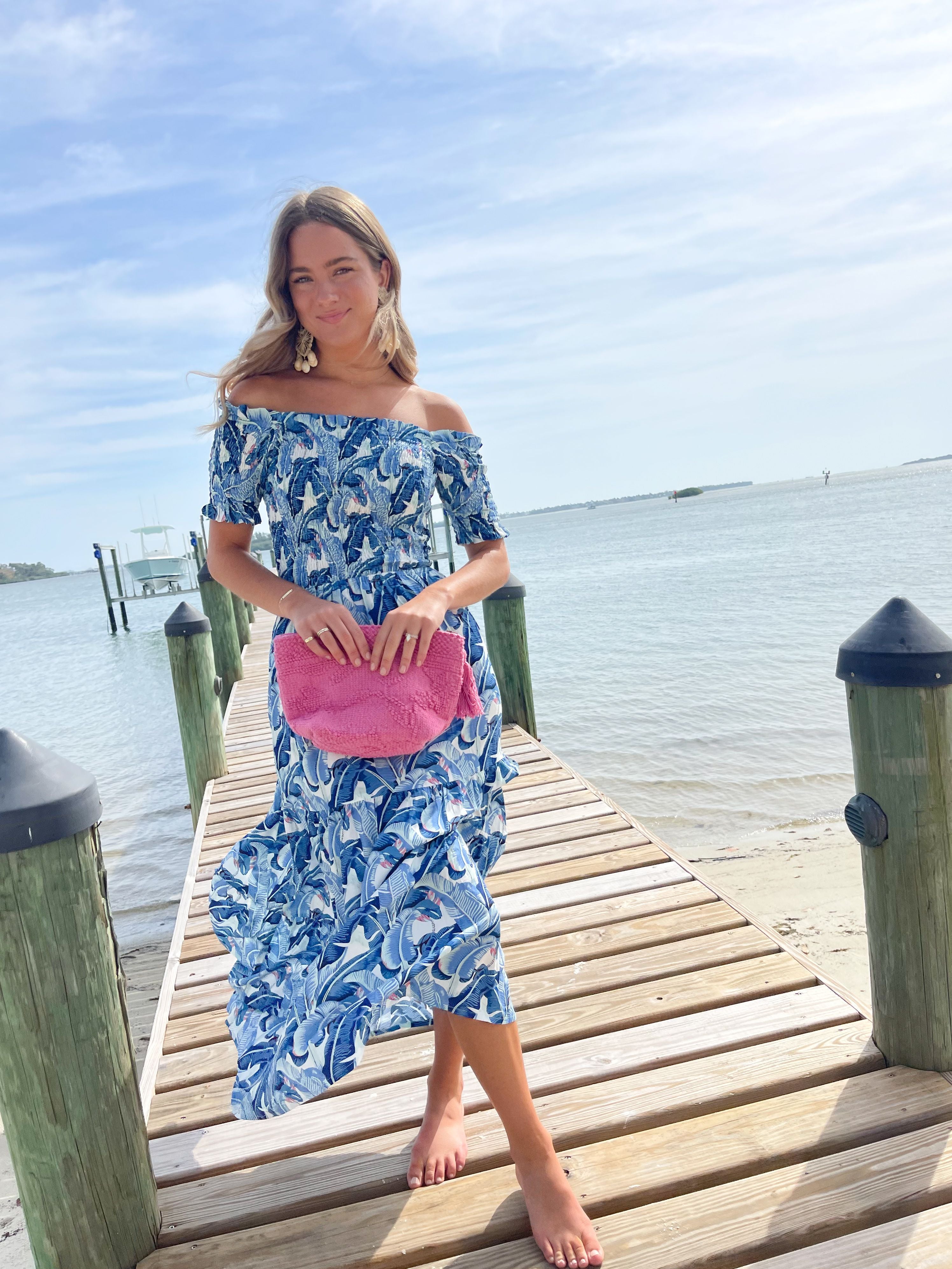 WALKER & WADE Mystique Dress Cobalt Tropical