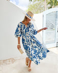 CARA CARA Simone Dress Fiore Evening Blue