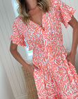 FINAL SALE WALKER & WADE Christina Dress Coral Zebra