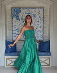 KASIA Cosmos Strapless Smocked Maxi Dress Green