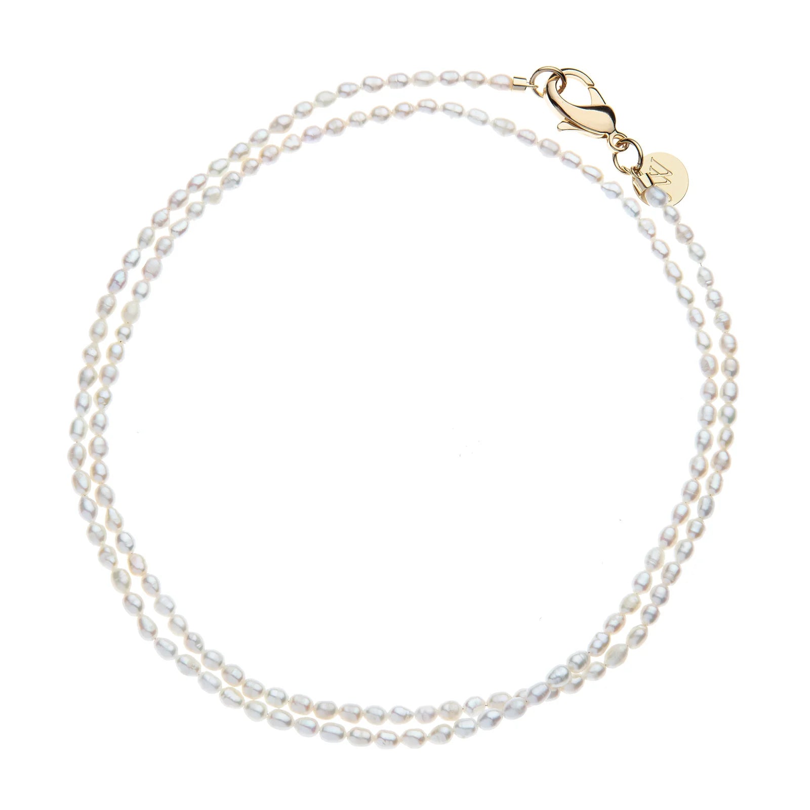 JANE WIN Double Wrap Necklace White Pearl