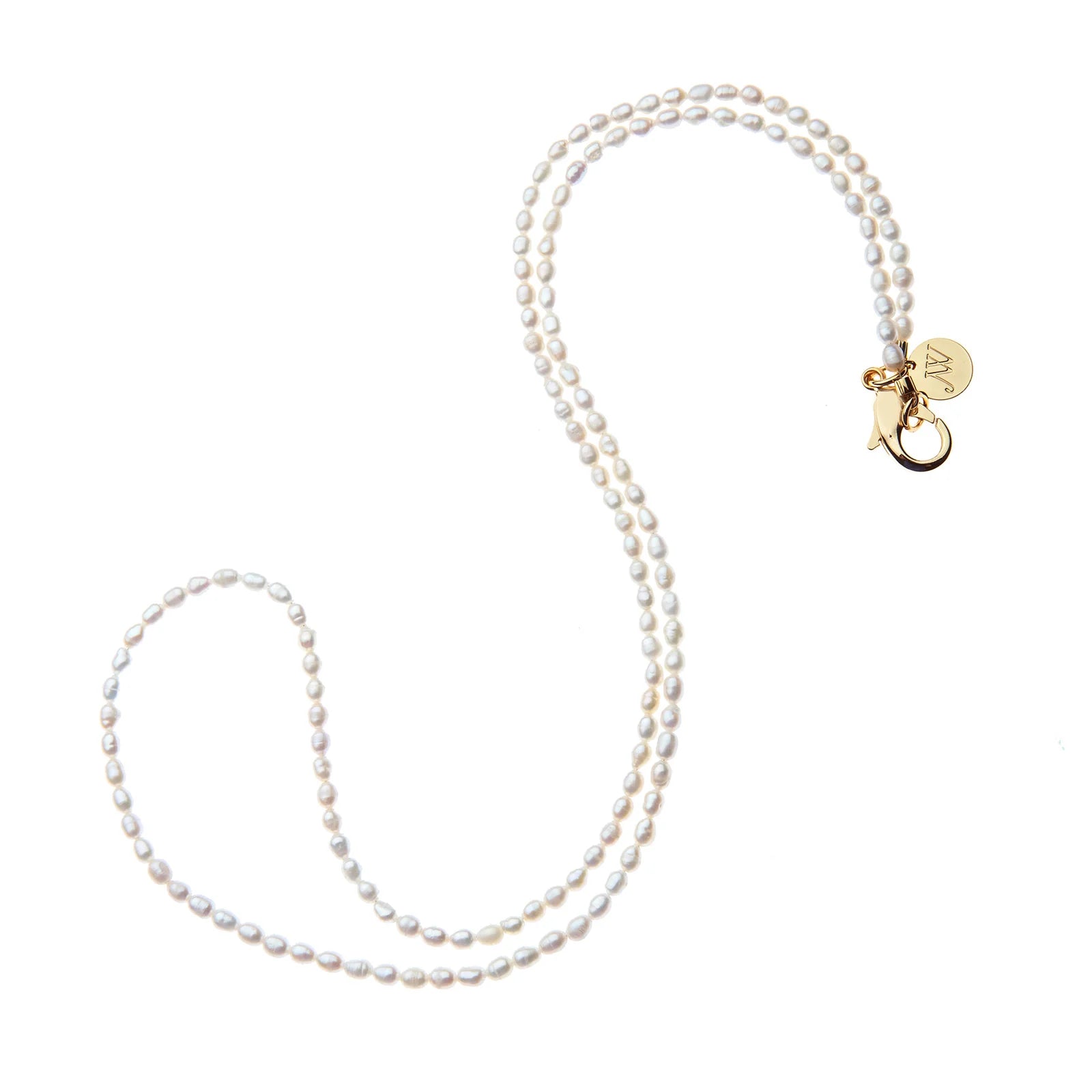 JANE WIN Double Wrap Necklace White Pearl