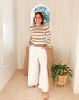 JUMPER 1234 Stripe Stripe Crew in Organic Light Brown and Cream