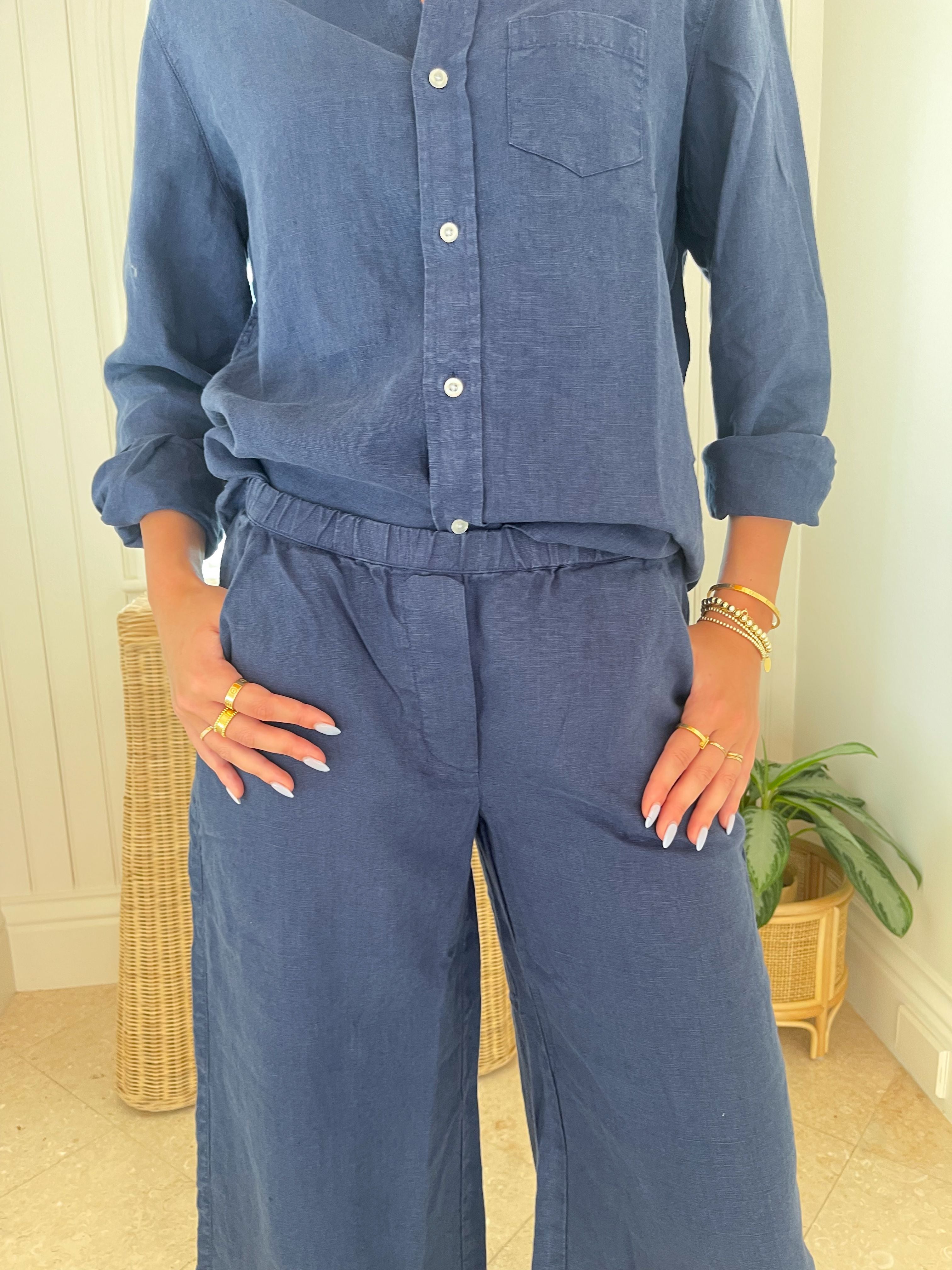 FRANK & EILEEN Eileen Button Up Navy – Matilda's Life Style