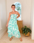 FINAL SALE FELICITE Strapless Tier Maxi Bermuda Palm