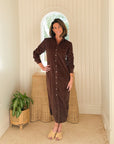 FRANK & EILEEN Rory Maxi Shirtdress Chocolate Courduroy