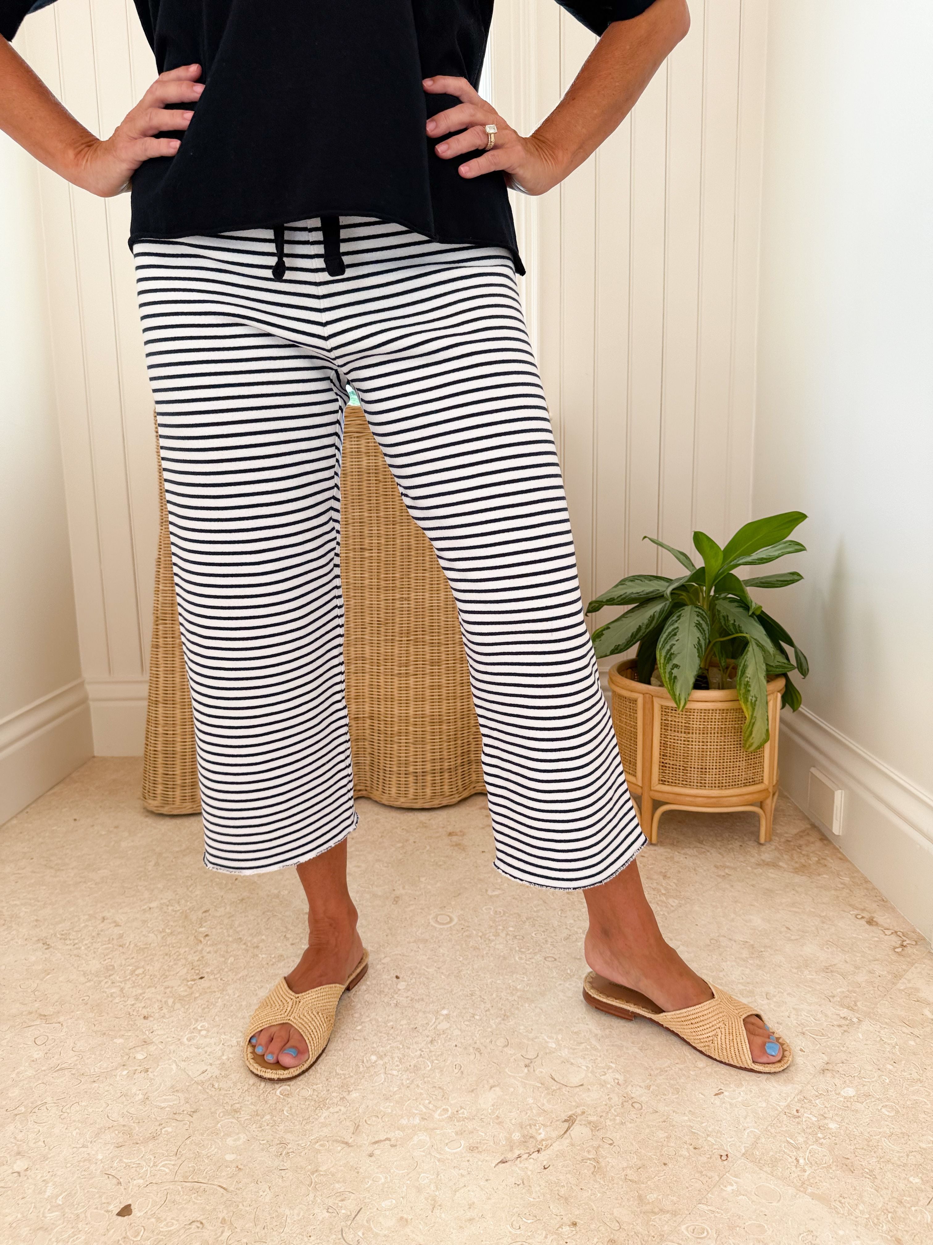FRANK & EILEEN Catherine Sweatpant Navy French Stripe