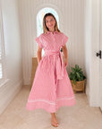 OLIPHANT Belted Shirt Dress Sconset Red