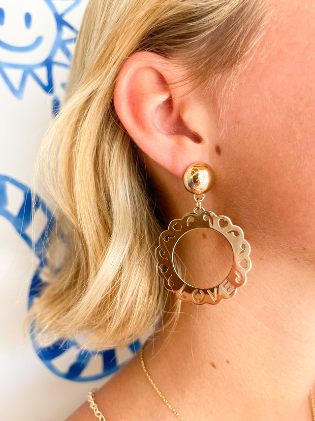 JANE WIN Love Cutout Disk Earrings