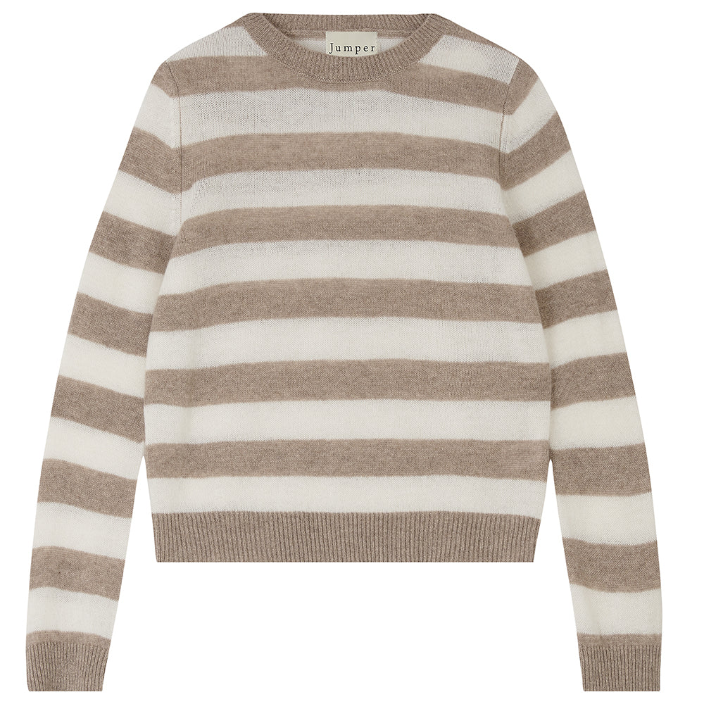 JUMPER 1234 Stripe Stripe Crew in Organic Light Brown and Cream