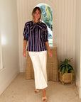 CARYN LAWN Holly Bow Top Navy w/ Red/White Stripe