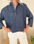 FRANK & EILEEN Gabi Popover Shirt Vintage Dark Wash Indigo