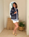 MAREA Shawl Cardigan Intarsia Navy