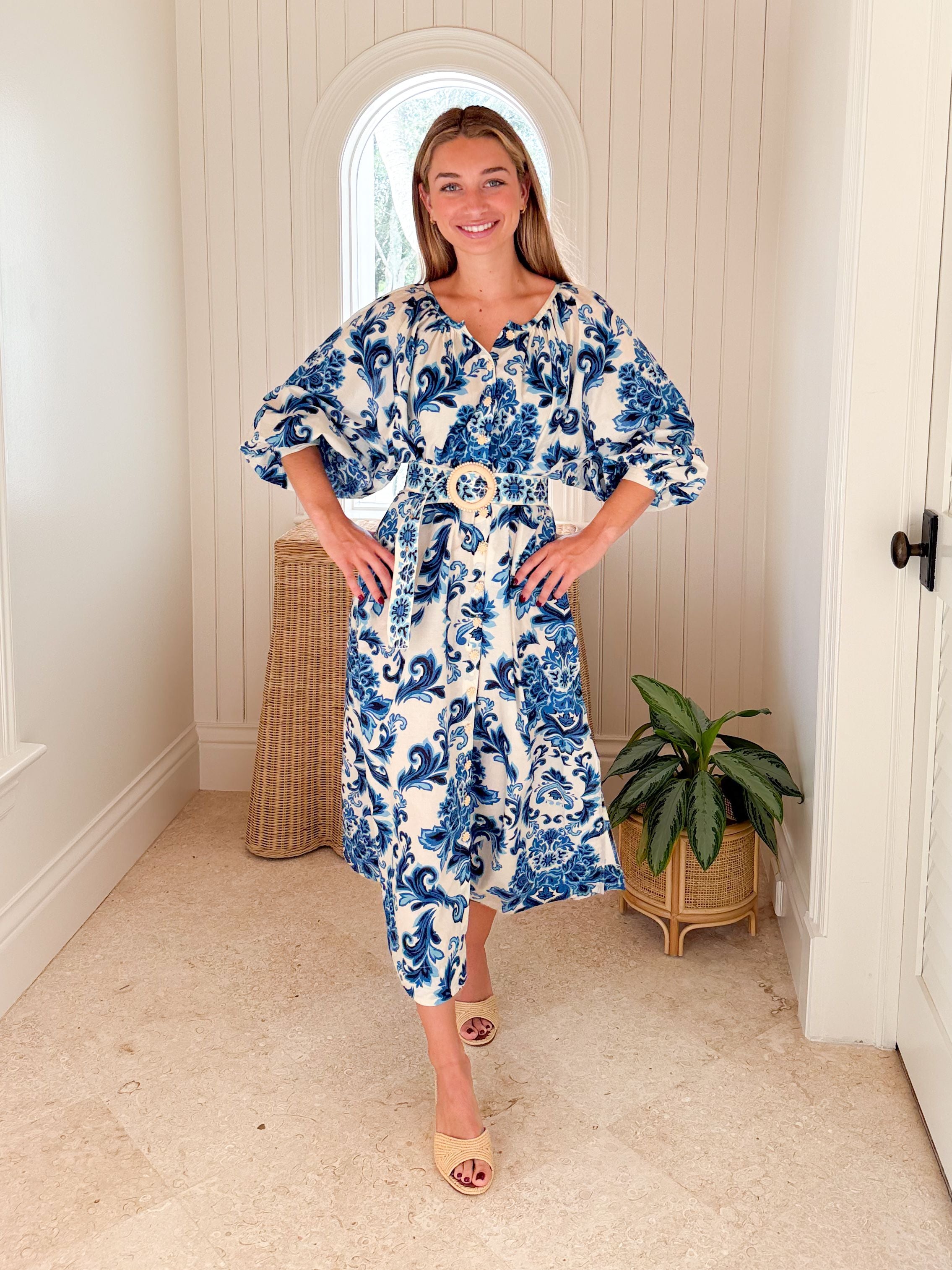 CARA CARA Simone Dress Fiore Evening Blue