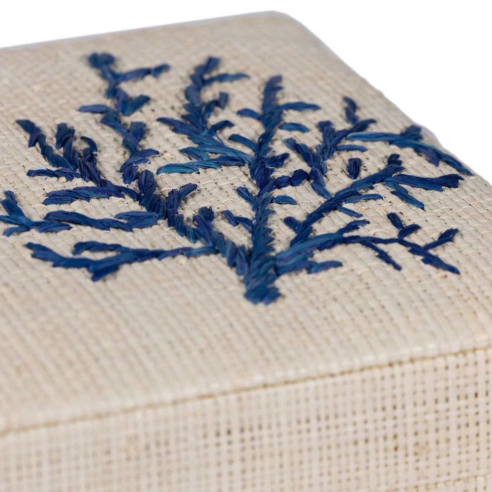 Blue Coral Raffia Box