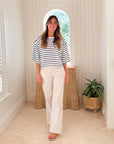 FRANK & EILEEN Presley Oversized Tee Wide Navy Stripe