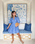OLIPHANT V-Neck Puff Mini Ditsy Blue