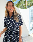 PROSPERINA Piper Mini Dress Navy Polka Dot
