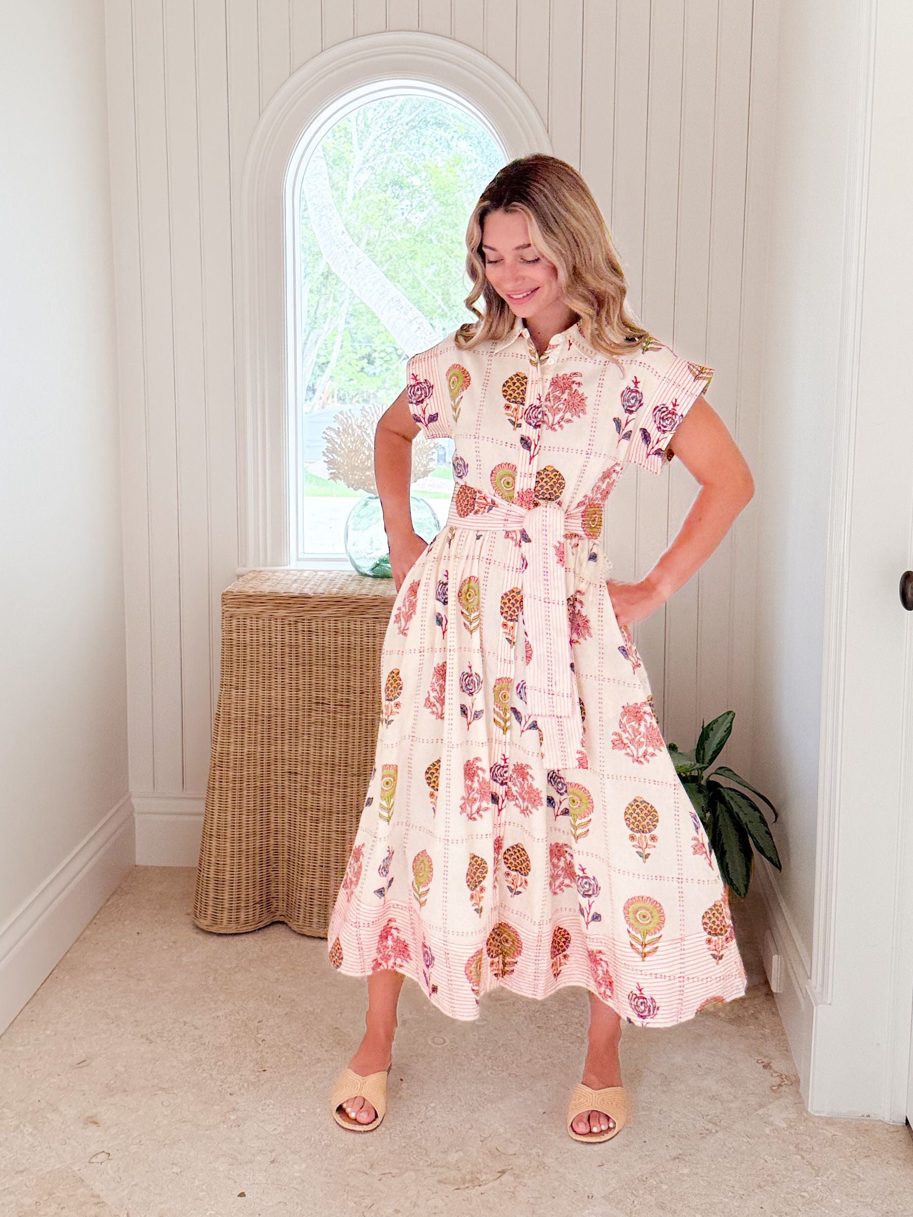 OLIPHANT Belted Shirt Dress Taormina Cream