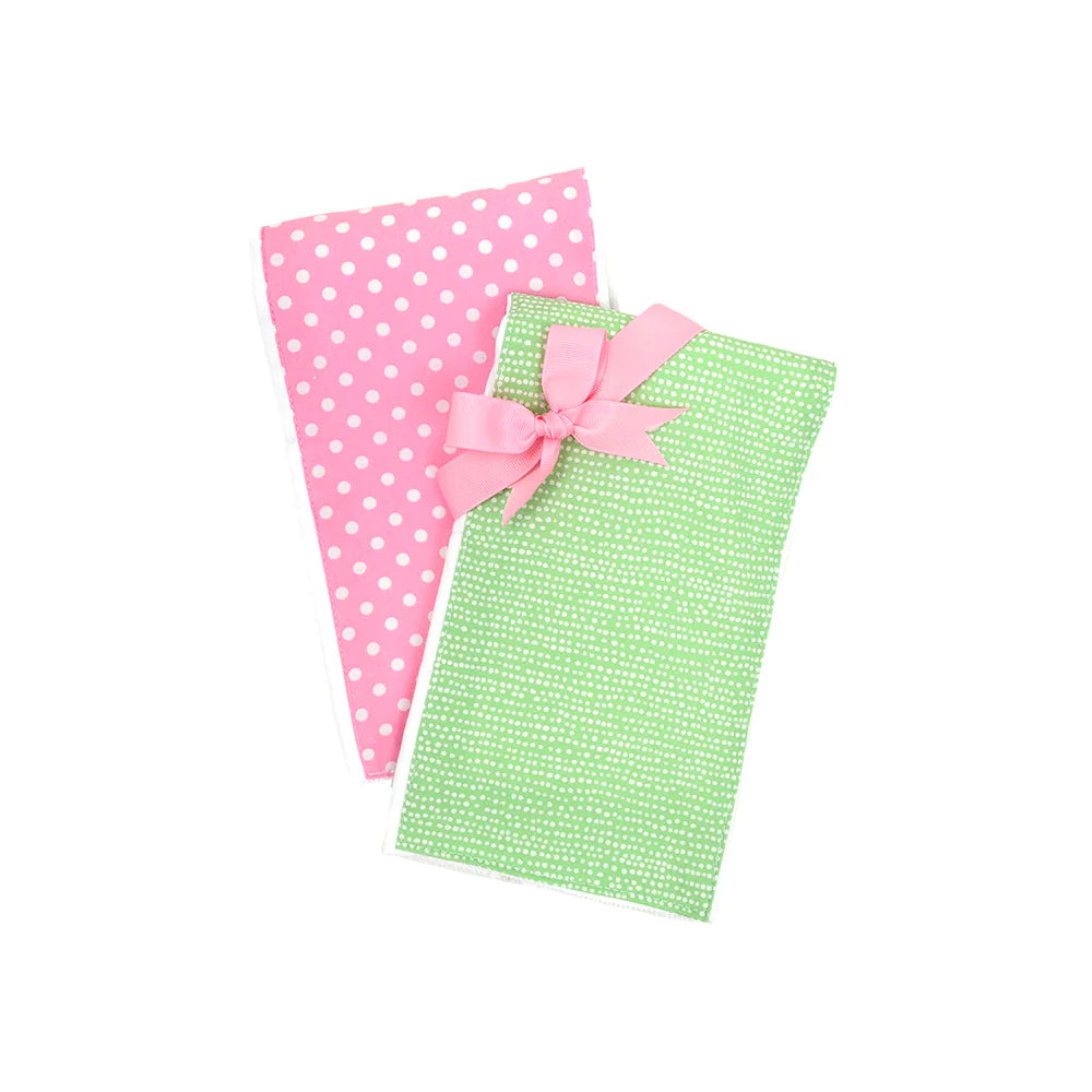 3MARTHAS Burp Cloth Set/2 Pink/Green