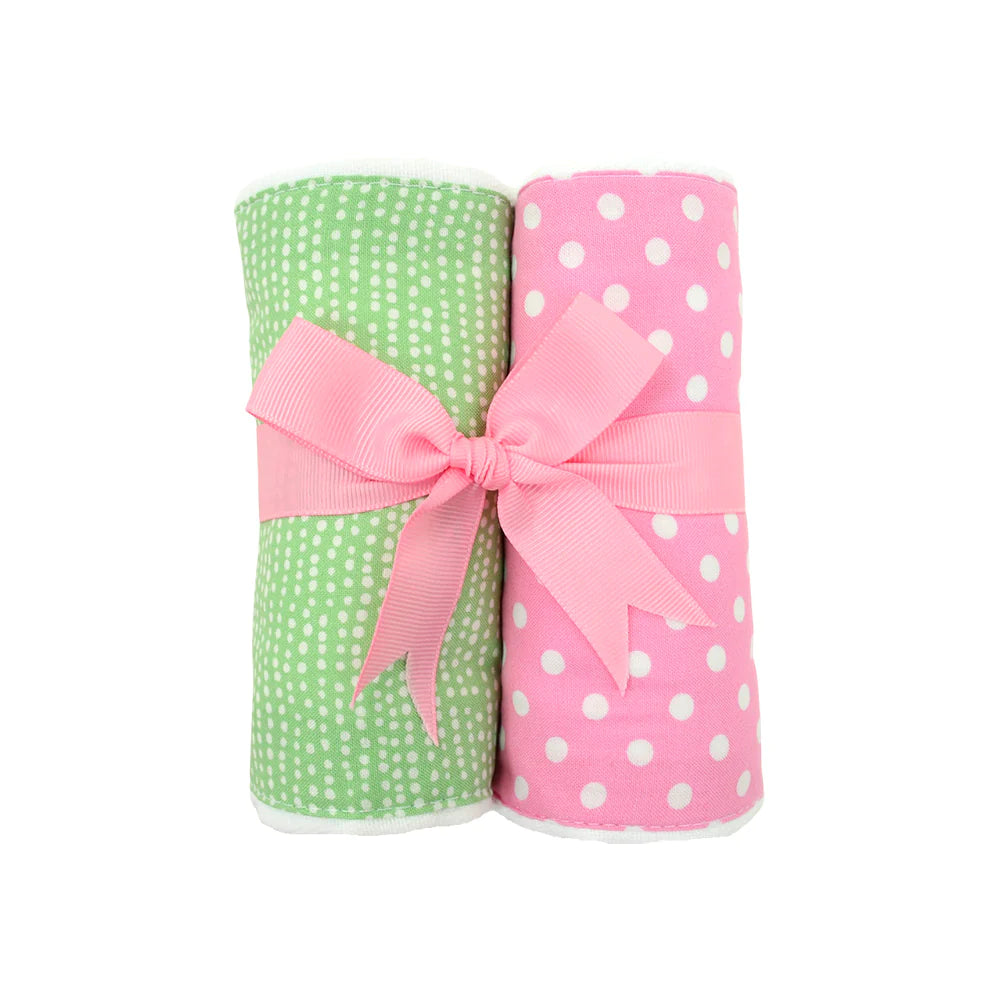 3MARTHAS Burp Cloth Set/2 Pink/Green